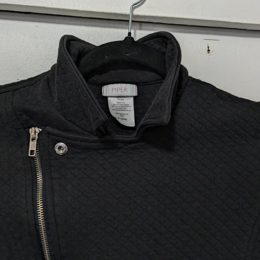 PIPER Girls Quilted Cross Zip Front Fleece XL (14/16) Biker Jacket - Picture 6 of 7